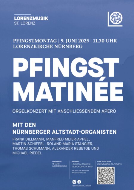 Einladung zu einer Orgelmatinée der Nürnberger Altstadtorganisten mit verschiedenen Werken sowie Improvisation